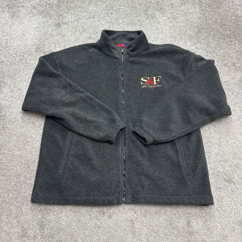Navy & Red San Francisco Golden Gate Bridge Fleece Jacket Mens Medium Gray Hike